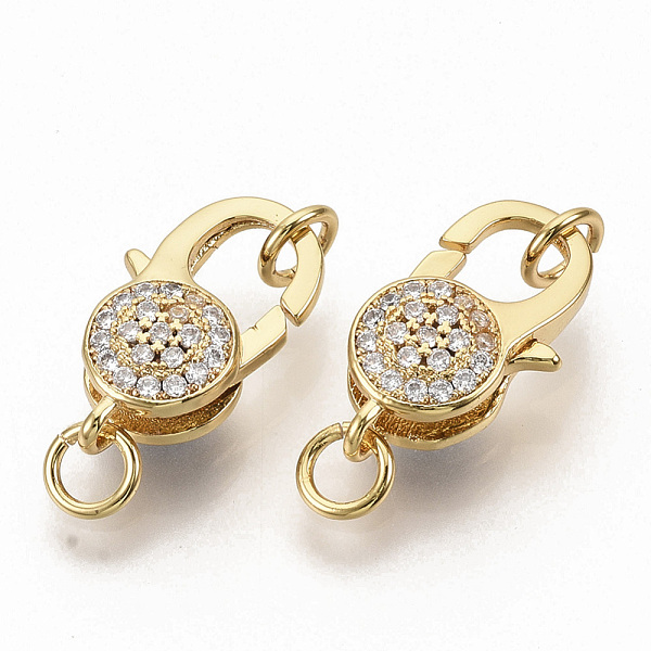 PandaHall Brass Micro Pave Clear Cubic Zirconia Lobster Claw Clasps, with Jump Rings, Flat Round, Real 16K Gold Plated, 17.5x9x5.5mm, Hole...
PandaHall Brass Micro Pave Clear Cubic Zirconia Lobster Claw Clasps, with Jump Rings, Flat Round, Real 16K Gold Plated, 17.5x9x5.5mm, Hole...