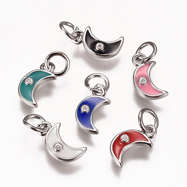 PandaHall Brass Enamel Pendants, with Micro Pave Cubic Zirconia, Moon, Mixed Color, 11x6x2mm, Hole: 3mm Brass+Cubic Zirconia+Enamel Moon..., Multicolor
PandaHall Brass Enamel Pendants, with Micro Pave Cubic Zirconia, Moon, Mixed Color, 11x6x2mm, Hole: 3mm Brass+Cubic Zirconia+Enamel Moon..., Multicolor