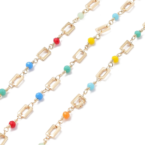 PandaHall Handmade Brass Rectangle Link Chains, with Colorful Glass Beaded, Soldered, with Spool, Golden, 6.5x4.5x1mm, 11x3.5mm, about 16.40...
PandaHall Handmade Brass Rectangle Link Chains, with Colorful Glass Beaded, Soldered, with Spool, Golden, 6.5x4.5x1mm, 11x3.5mm, about 16.40...