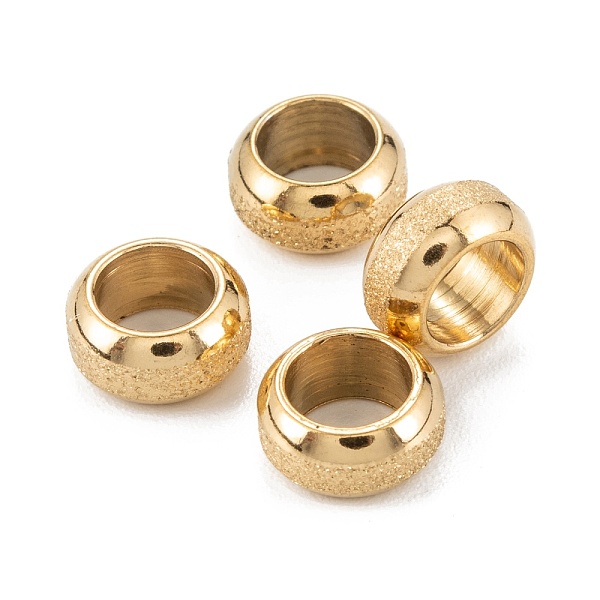 PandaHall Ion Plating(IP) Frosted 201 Stainless Steel European Beads, Rondelle, Golden, 8x4mm, Hole: 5mm 201 Stainless Steel Rondelle
PandaHall Ion Plating(IP) Frosted 201 Stainless Steel European Beads, Rondelle, Golden, 8x4mm, Hole: 5mm 201 Stainless Steel Rondelle