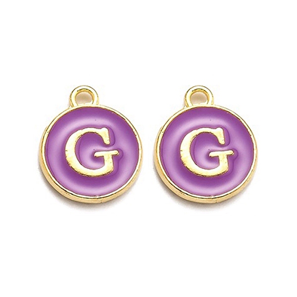 PandaHall Golden Plated Alloy Enamel Charms, Enamelled Sequins, Flat Round with Alphabet, Letter.G, Purple, 14x12x2mm, Hole: 1.5mm...
PandaHall Golden Plated Alloy Enamel Charms, Enamelled Sequins, Flat Round with Alphabet, Letter.G, Purple, 14x12x2mm, Hole: 1.5mm...