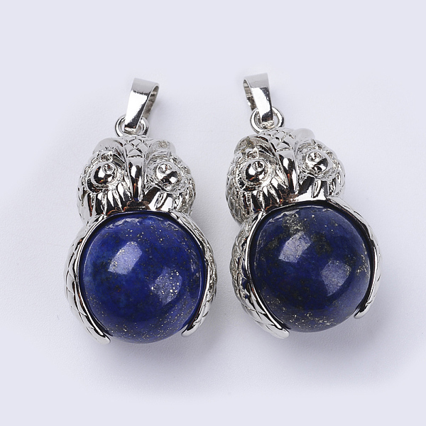 PandaHall Natural Lapis Lazuli Pendants, with Platinum Tone Brass Findings, Owl with Round Ball, 31x18.5x16mm, Hole: 5x8mm Lapis Lazuli Owl
PandaHall Natural Lapis Lazuli Pendants, with Platinum Tone Brass Findings, Owl with Round Ball, 31x18.5x16mm, Hole: 5x8mm Lapis Lazuli Owl