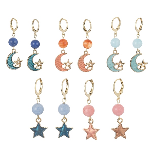 PandaHall Natural Mixed Gemstone Dangle Leverback Earrings, Light Gold Alloy Enamel Drop Earrings, 42.5~46x13~15.5mm Mixed Stone Multicolor
PandaHall Natural Mixed Gemstone Dangle Leverback Earrings, Light Gold Alloy Enamel Drop Earrings, 42.5~46x13~15.5mm Mixed Stone Multicolor