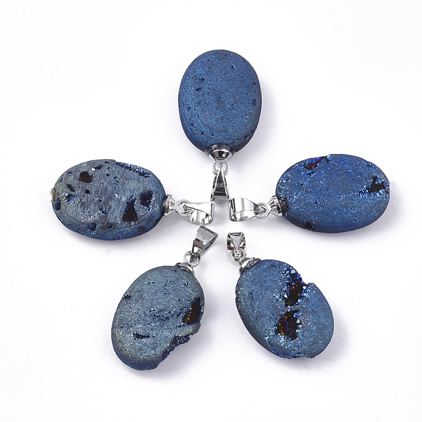 PandaHall Electroplate Natural Druzy Geode Agate Pendants, with Brass Findings, Oval, Platinum, Steel Blue, 22.5x13.5x6.5mm, Hole: 4.5x4mm...
PandaHall Electroplate Natural Druzy Geode Agate Pendants, with Brass Findings, Oval, Platinum, Steel Blue, 22.5x13.5x6.5mm, Hole: 4.5x4mm...