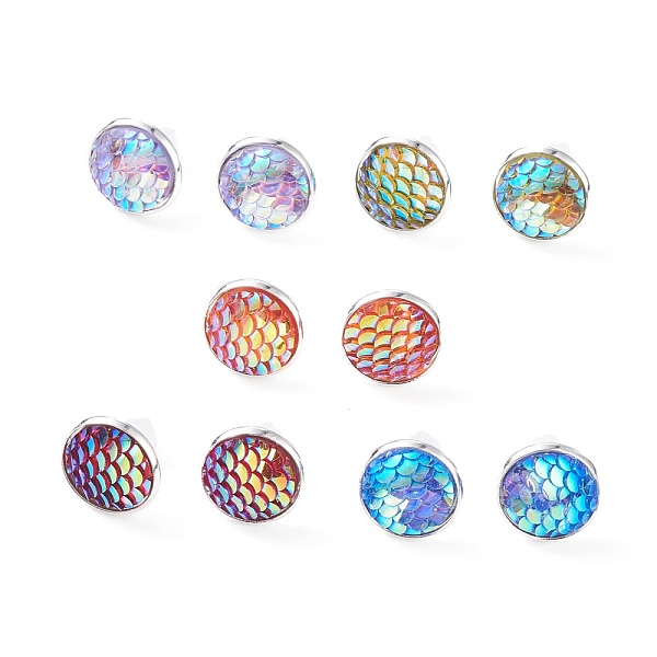 PandaHall Mermaid Scale Flat Round Stud Earrings, Brass Jewelry for Women, Mixed Color, 15.5x13.5mm, Pin: 0.7mm Resin Flat Round Multicolor
PandaHall Mermaid Scale Flat Round Stud Earrings, Brass Jewelry for Women, Mixed Color, 15.5x13.5mm, Pin: 0.7mm Resin Flat Round Multicolor