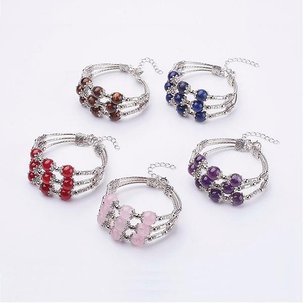 PandaHall Natural Gemstone Beads Multi-strand Bracelets, with Brass & Iron Findings, 2-3/8 inch(60mm) Mixed Stone Multicolor
PandaHall Natural Gemstone Beads Multi-strand Bracelets, with Brass & Iron Findings, 2-3/8 inch(60mm) Mixed Stone Multicolor