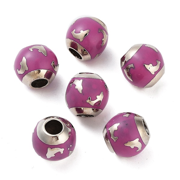 PandaHall Platinum Plated Alloy Enamel European Beads, Large Hole Beads, Round with Dolphin Pattern, Old Rose, 14x13.5mm, Hole: 5.4mm...
PandaHall Platinum Plated Alloy Enamel European Beads, Large Hole Beads, Round with Dolphin Pattern, Old Rose, 14x13.5mm, Hole: 5.4mm...