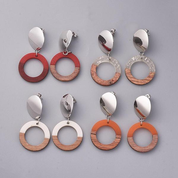 PandaHall Resin & Wood Dangle Earrings, with Platinum Brass Stud Earrings Findings and 304 Stainless Steel Findings, Ring, Mixed Color, 55mm..., Multicolor
PandaHall Resin & Wood Dangle Earrings, with Platinum Brass Stud Earrings Findings and 304 Stainless Steel Findings, Ring, Mixed Color, 55mm..., Multicolor