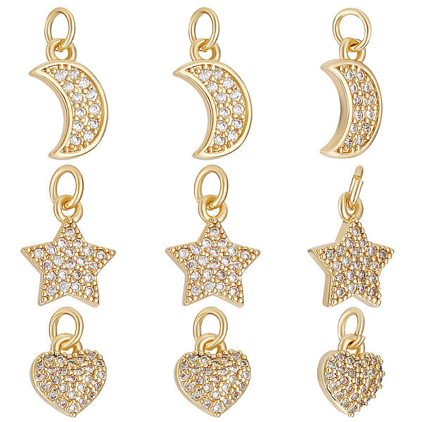PandaHall Beebeecraft 12Pcs 3 Style Brass Micro Pave Clear Cubic Zirconia Charms, Moon & Heart & Star Charm, with Jump Ring, Real 18K Gold...
PandaHall Beebeecraft 12Pcs 3 Style Brass Micro Pave Clear Cubic Zirconia Charms, Moon & Heart & Star Charm, with Jump Ring, Real 18K Gold...