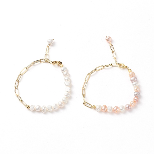 PandaHall 2Pcs 2 Color Natural Pearl Beaded Link Bracelets Set with Brass Paperclip Chains for Women, Mixed Color, 9-1/4 inch(23.5cm)..., Multicolor
PandaHall 2Pcs 2 Color Natural Pearl Beaded Link Bracelets Set with Brass Paperclip Chains for Women, Mixed Color, 9-1/4 inch(23.5cm)..., Multicolor