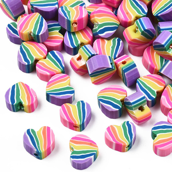 PandaHall Handmade Polymer Clay Beads, Heart with Stripe Pattern, Colorful, 7.5~8x9~9.5x4~4.5mm, Hole: 1.2mm Polymer Clay Heart
PandaHall Handmade Polymer Clay Beads, Heart with Stripe Pattern, Colorful, 7.5~8x9~9.5x4~4.5mm, Hole: 1.2mm Polymer Clay Heart