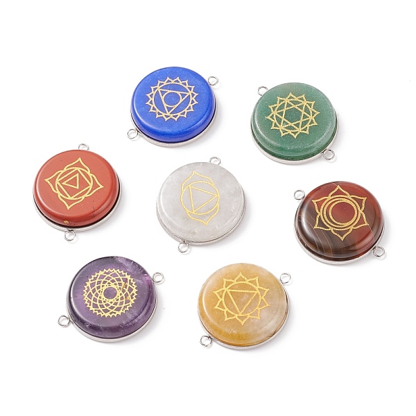 PandaHall Natural & Synthetic Mixed Stone Connector Charms, with 304 Stainless Steel Findings, Flat Round with Chakra Pattern, Mixed Dyed...
PandaHall Natural & Synthetic Mixed Stone Connector Charms, with 304 Stainless Steel Findings, Flat Round with Chakra Pattern, Mixed Dyed...