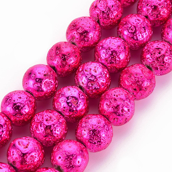 PandaHall Electroplated Natural Lava Rock Beads Strands, Round, Bumpy, Fuchsia, 10~10.5mm, Hole: 1.2mm, about 37~40pcs/strand, 14.9~15.1..., Pink
PandaHall Electroplated Natural Lava Rock Beads Strands, Round, Bumpy, Fuchsia, 10~10.5mm, Hole: 1.2mm, about 37~40pcs/strand, 14.9~15.1..., Pink