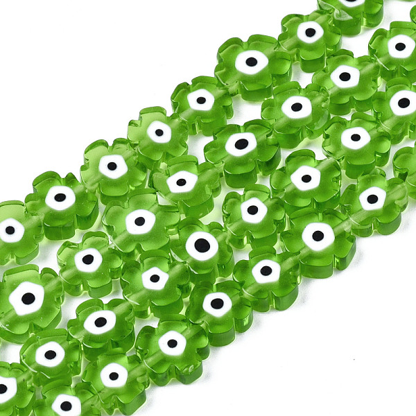 PandaHall Handmade Lampwork Beads Strands, Flower with Evil Eye, Lime Green, 7~9x7~9x3mm, Hole: 0.8mm, about 50~52pcs/strand, 14.57...
PandaHall Handmade Lampwork Beads Strands, Flower with Evil Eye, Lime Green, 7~9x7~9x3mm, Hole: 0.8mm, about 50~52pcs/strand, 14.57...
