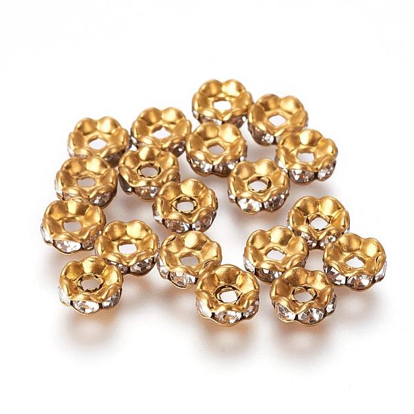 PandaHall Brass Rhinestone Spacer Beads, Grade A, Crystal, Wavy Edge, Rondelle, Raw(Unplated), Nickel Free, 5x2.5mm, Hole: 1mm..., Clear
PandaHall Brass Rhinestone Spacer Beads, Grade A, Crystal, Wavy Edge, Rondelle, Raw(Unplated), Nickel Free, 5x2.5mm, Hole: 1mm..., Clear
