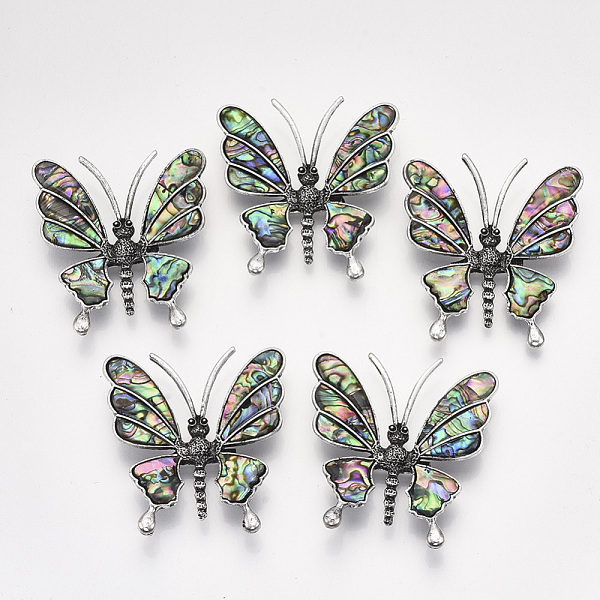 PandaHall Abalone Shell/Paua Shell Brooches/Pendants, with Alloy Findings and Resin Bottom, Butterfly, Antique Silver, Colorful...
PandaHall Abalone Shell/Paua Shell Brooches/Pendants, with Alloy Findings and Resin Bottom, Butterfly, Antique Silver, Colorful...