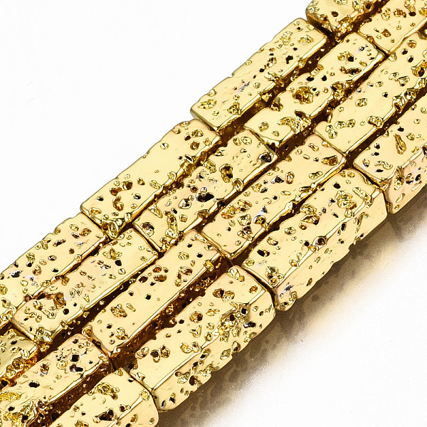 PandaHall Electroplated Natural Lava Rock Beads Strands, Cuboid, Bumpy, Golden Plated, 12.5x4x4mm, Hole: 1mm, about 32pcs/strand, 15.75 inch...
PandaHall Electroplated Natural Lava Rock Beads Strands, Cuboid, Bumpy, Golden Plated, 12.5x4x4mm, Hole: 1mm, about 32pcs/strand, 15.75 inch...