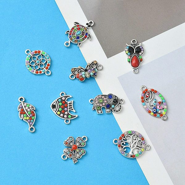 PandaHall 10Pcs 10 Styles Alloy Connector Charms, with Resin and Rhinestone, Butterfly & Turtle & Owl, Mixed Shapes, Antique Silver, Mixed..., Multicolor
PandaHall 10Pcs 10 Styles Alloy Connector Charms, with Resin and Rhinestone, Butterfly & Turtle & Owl, Mixed Shapes, Antique Silver, Mixed..., Multicolor