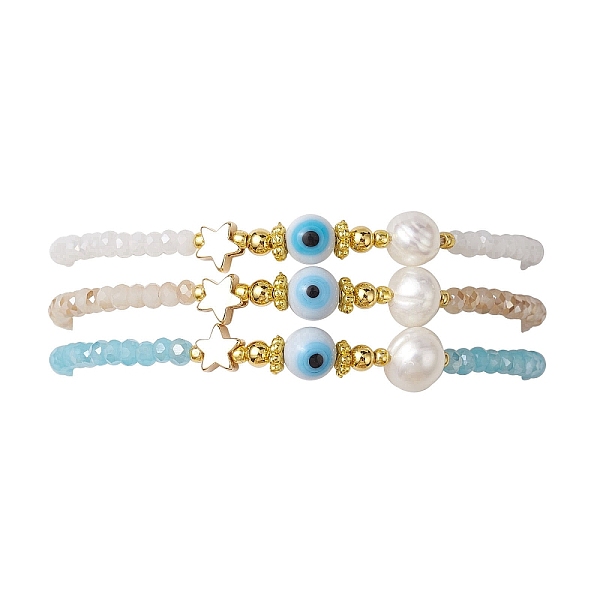 PandaHall Glass Beaded Bracelets, with Pearl Pendants, Star, Inner Diameter: 2-1/8~3 inch(5.45~7.7cm), 3pcs/set Pearl Star Multicolor
PandaHall Glass Beaded Bracelets, with Pearl Pendants, Star, Inner Diameter: 2-1/8~3 inch(5.45~7.7cm), 3pcs/set Pearl Star Multicolor
