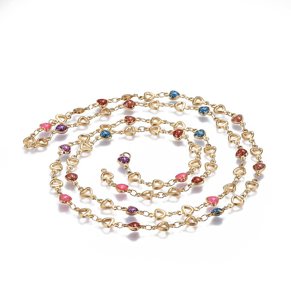 PandaHall 304 Stainless Steel Enamel Chains, Soldered, Heart, Colorful, Golden, 10x5.5x1.5mm Stainless Steel+Enamel
PandaHall 304 Stainless Steel Enamel Chains, Soldered, Heart, Colorful, Golden, 10x5.5x1.5mm Stainless Steel+Enamel