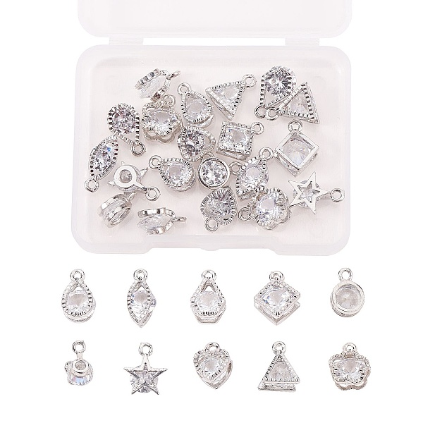 PandaHall Alloy Cubic Zirconia Charms, Platinum, 12x7x5.5mm, Hole: 1mm, 20pcs/box, Alloy+Cubic Zirconia Mixed Shapes
PandaHall Alloy Cubic Zirconia Charms, Platinum, 12x7x5.5mm, Hole: 1mm, 20pcs/box, Alloy+Cubic Zirconia Mixed Shapes