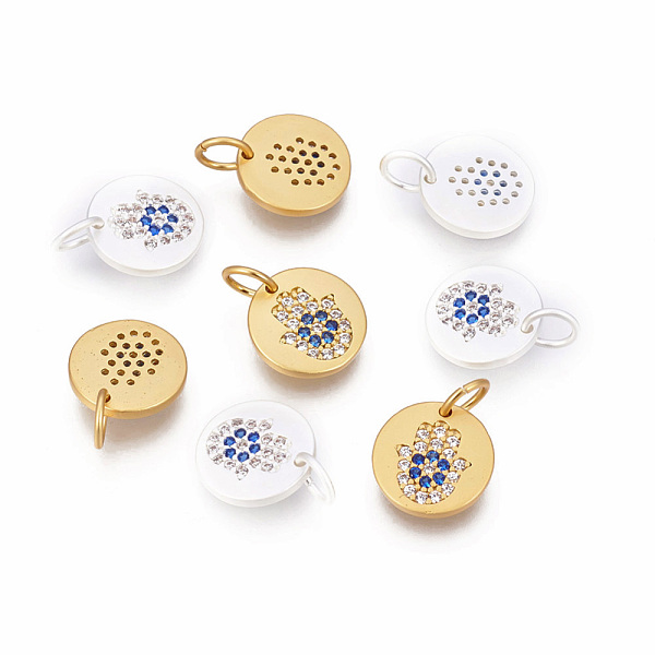 PandaHall Brass Micro Pave Cubic Zirconia Charms, Flat Round with Hamsa Hand/Hand of Fatima /Hand of Miriam, Mixed Color, 10.5x1.5mm, Hole..., Multicolor
PandaHall Brass Micro Pave Cubic Zirconia Charms, Flat Round with Hamsa Hand/Hand of Fatima /Hand of Miriam, Mixed Color, 10.5x1.5mm, Hole..., Multicolor
