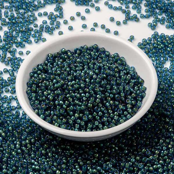 PandaHall MIYUKI Round Rocailles Beads, Japanese Seed Beads, (RR3743) Fancy Lined Aqua Green, 8/0, 3mm, Hole: 1mm, about 2111~2277pcs/50g..., Cyan
PandaHall MIYUKI Round Rocailles Beads, Japanese Seed Beads, (RR3743) Fancy Lined Aqua Green, 8/0, 3mm, Hole: 1mm, about 2111~2277pcs/50g..., Cyan