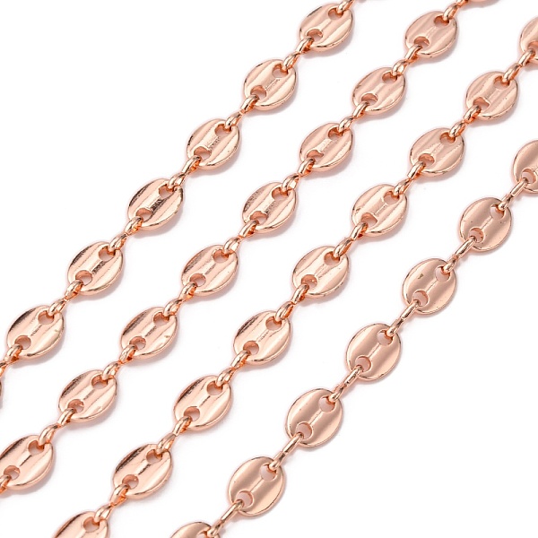 PandaHall Brass Coffee Bean Chains, Unwelded, Lead Free & Nickel Free & Cadmium Free, Real Rose Gold Plated, 8x6x1mm, Ring: 1x3mm Brass
PandaHall Brass Coffee Bean Chains, Unwelded, Lead Free & Nickel Free & Cadmium Free, Real Rose Gold Plated, 8x6x1mm, Ring: 1x3mm Brass
