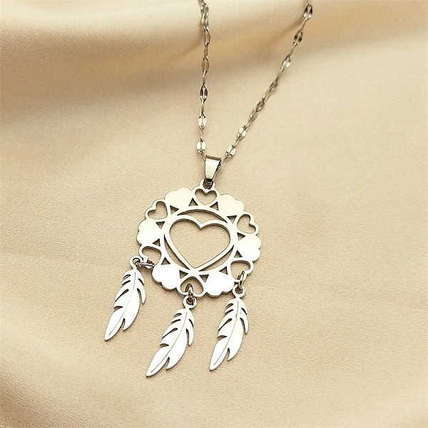 PandaHall Woven Net/Web with Feather 304 Stainless Steel Pendant Necklaces for Women, Stainless Steel Color, 15.98 inch(40.6cm) 304...
PandaHall Woven Net/Web with Feather 304 Stainless Steel Pendant Necklaces for Women, Stainless Steel Color, 15.98 inch(40.6cm) 304...
