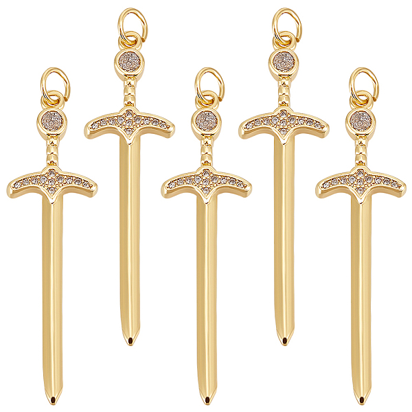 PandaHall Beebeecraft 5Pcs Brass Micro Pave Clear Cubic Zirconia Pendants, with Jump Rings, Nickel Free, Sword Shape Charm, Real 16K Gold...
PandaHall Beebeecraft 5Pcs Brass Micro Pave Clear Cubic Zirconia Pendants, with Jump Rings, Nickel Free, Sword Shape Charm, Real 16K Gold...