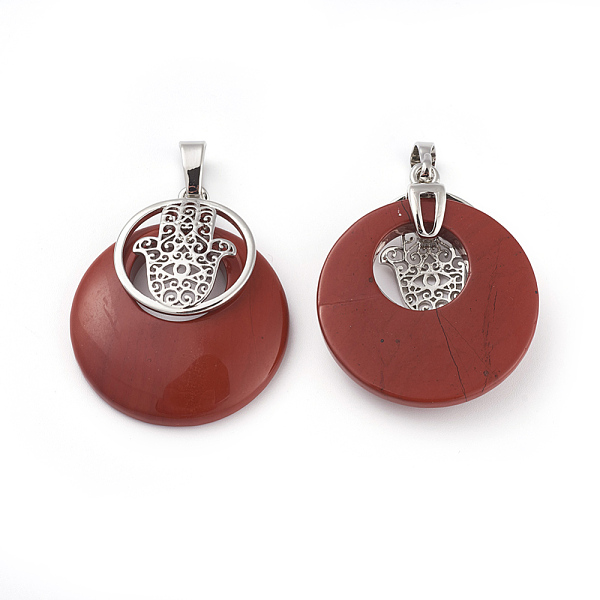 PandaHall Natural Red Jasper Pendants, with Platinum Tone Brass Findings, Flat Round with Hamsa Hand/Hand of Fatima/Hand of Miriam...
PandaHall Natural Red Jasper Pendants, with Platinum Tone Brass Findings, Flat Round with Hamsa Hand/Hand of Fatima/Hand of Miriam...