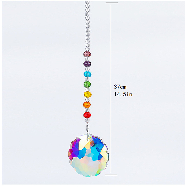 PandaHall Chakra Theme K9 Crystal Glass Big Pendant Decorations, Hanging Sun Catchers, Flower, Colorful, 37cm Glass Flower
PandaHall Chakra Theme K9 Crystal Glass Big Pendant Decorations, Hanging Sun Catchers, Flower, Colorful, 37cm Glass Flower