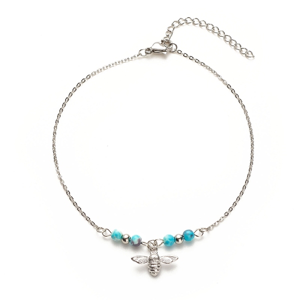 PandaHall 304 Stainless Steel Bees Charm Anklet with Round Natural White Jade Beads for Women, Stainless Steel Color, 9-7/8 inch(25cm) White...
PandaHall 304 Stainless Steel Bees Charm Anklet with Round Natural White Jade Beads for Women, Stainless Steel Color, 9-7/8 inch(25cm) White...