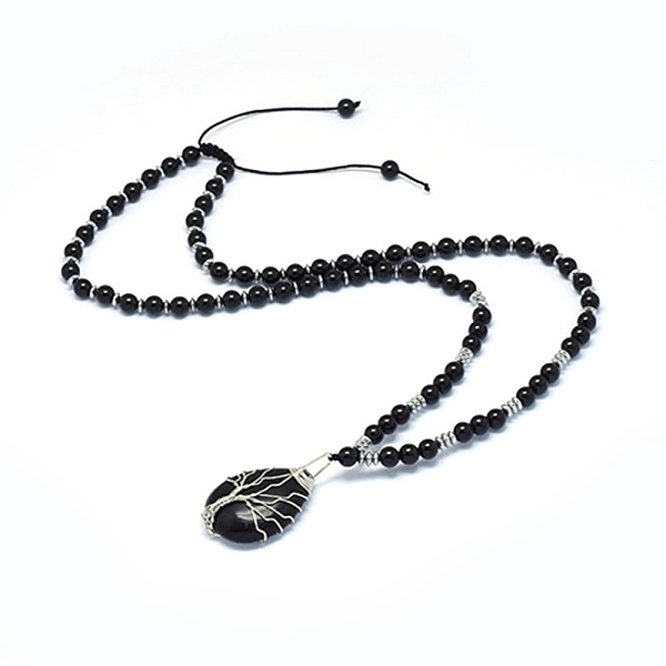 PandaHall Natural Obsidian Pendant Necklaces, with Brass Findings, Teardrop with Tree, 23.62 inch(60cm) Obsidian Black
PandaHall Natural Obsidian Pendant Necklaces, with Brass Findings, Teardrop with Tree, 23.62 inch(60cm) Obsidian Black