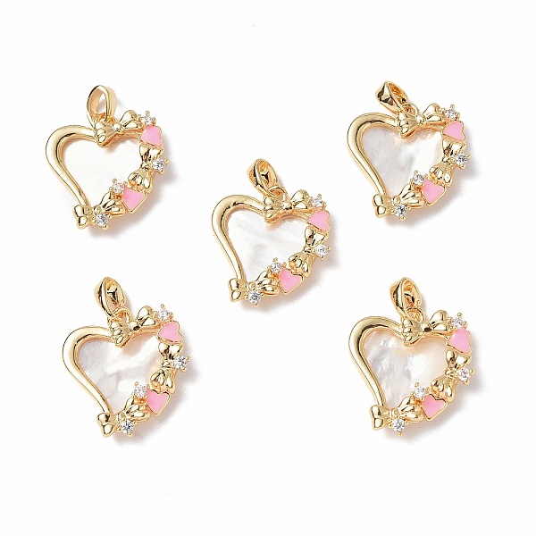PandaHall Shell Pendants, with Brass & Enamel & Glass Findings, Asymmetrical Heart with Bowknot Charm, Real 18K Gold Plated, 19x18x4.5mm...
PandaHall Shell Pendants, with Brass & Enamel & Glass Findings, Asymmetrical Heart with Bowknot Charm, Real 18K Gold Plated, 19x18x4.5mm...