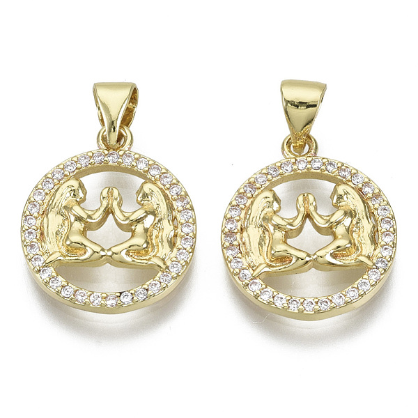 PandaHall Brass Micro Pave Cubic Zirconia Pendants, Nickel Free, with Snap on Bail, Flat Round with Constellation, Clear, Real 18K Gold...
PandaHall Brass Micro Pave Cubic Zirconia Pendants, Nickel Free, with Snap on Bail, Flat Round with Constellation, Clear, Real 18K Gold...