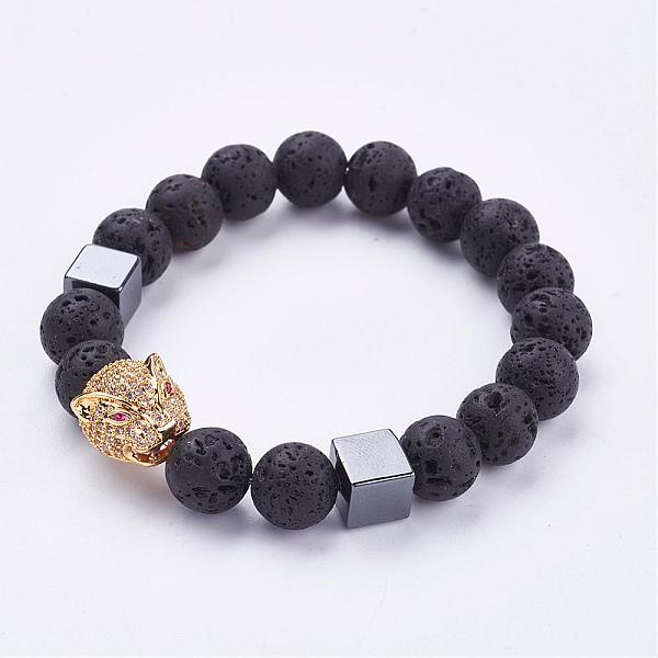 PandaHall Natural Lava Rock Beaded Stretch Bracelets, with Non-Magnetic Synthetic Hematite Beads & Brass Cubic Zirconia Leopard Head Beads...
PandaHall Natural Lava Rock Beaded Stretch Bracelets, with Non-Magnetic Synthetic Hematite Beads & Brass Cubic Zirconia Leopard Head Beads...