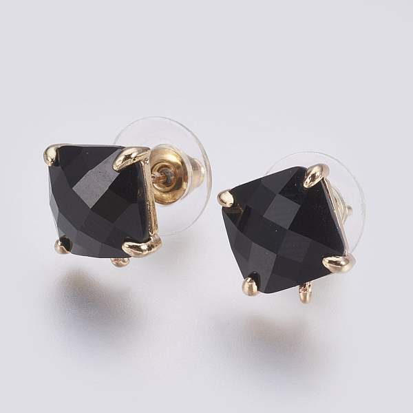 PandaHall Faceted Glass Stud Earring Findings, with Loop, Light Gold Plated Brass Findings, Square, Black, 11x10x5mm, Hole: 1mm, Pin: 0.8mm...
PandaHall Faceted Glass Stud Earring Findings, with Loop, Light Gold Plated Brass Findings, Square, Black, 11x10x5mm, Hole: 1mm, Pin: 0.8mm...