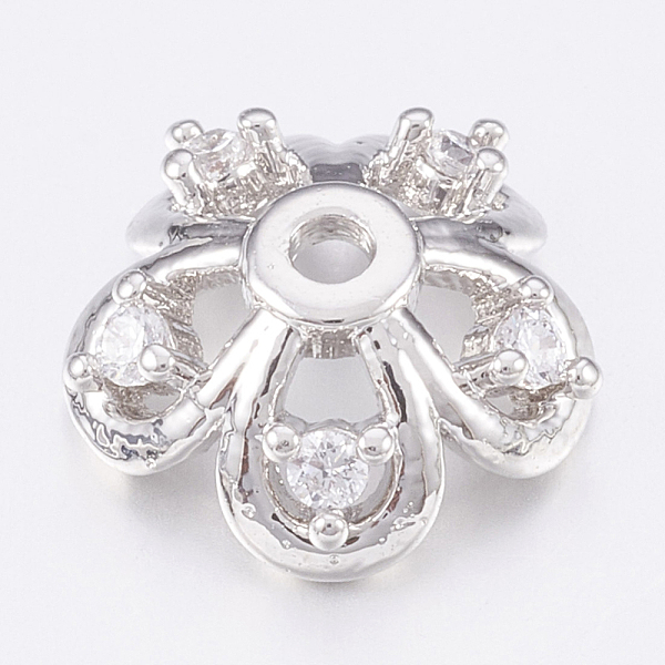PandaHall Brass Micro Pave Cubic Zirconia Bead Caps, 5-Petal, Clear, Platinum, 10x4mm, Hole: 1.4mm Brass+Cubic Zirconia Clear
PandaHall Brass Micro Pave Cubic Zirconia Bead Caps, 5-Petal, Clear, Platinum, 10x4mm, Hole: 1.4mm Brass+Cubic Zirconia Clear