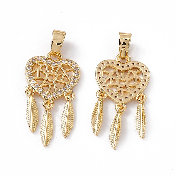 PandaHall Brass Micro Pave Clear Cubic Zirconia Pendants, Heart Woven Net/Web with Feather Charm, Real 18K Gold Plated, 24mm, Hole: 5x2.5mm...
PandaHall Brass Micro Pave Clear Cubic Zirconia Pendants, Heart Woven Net/Web with Feather Charm, Real 18K Gold Plated, 24mm, Hole: 5x2.5mm...