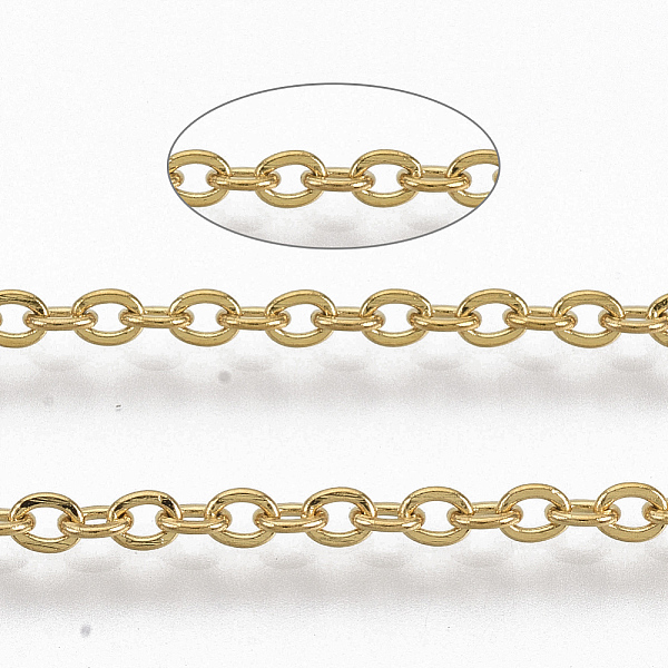 PandaHall 304 Stainless Steel Cable Chains, Soldered, Flat Oval, Golden, 2.7x2x0.4mm, about 6.56 Feet(2m)/strand 304 Stainless Steel
PandaHall 304 Stainless Steel Cable Chains, Soldered, Flat Oval, Golden, 2.7x2x0.4mm, about 6.56 Feet(2m)/strand 304 Stainless Steel