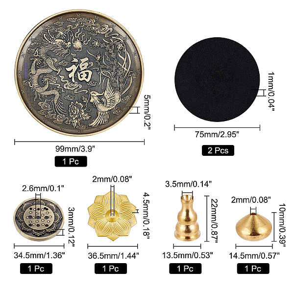 PandaHall CHGCRAFT 5 Style Alloy & Brass Incense Burner Holder, with Incense Burner Mat, Mixed Shapes, Mixed Color, 14.5~99x1~13.5mm, Hole...
PandaHall CHGCRAFT 5 Style Alloy & Brass Incense Burner Holder, with Incense Burner Mat, Mixed Shapes, Mixed Color, 14.5~99x1~13.5mm, Hole...