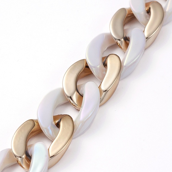 PandaHall Handmade CCB Plastic & Opaque Acrylic Cuban Link Chain, Twisted Chain, for Jewelry Making, White, Golden, Link: 22~23x16~17x4.5mm...
PandaHall Handmade CCB Plastic & Opaque Acrylic Cuban Link Chain, Twisted Chain, for Jewelry Making, White, Golden, Link: 22~23x16~17x4.5mm...