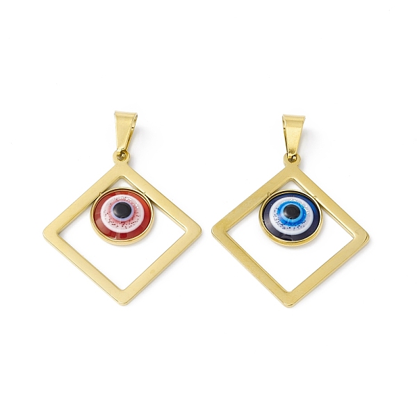 PandaHall Vacuum Plating 304 Stainless Steel Resin Pendants, Golden, Rhombus Charms with Evil Eye, Mixed Color, 36x33x4mm, Hole: 9x4.5mm..., Multicolor
PandaHall Vacuum Plating 304 Stainless Steel Resin Pendants, Golden, Rhombus Charms with Evil Eye, Mixed Color, 36x33x4mm, Hole: 9x4.5mm..., Multicolor
