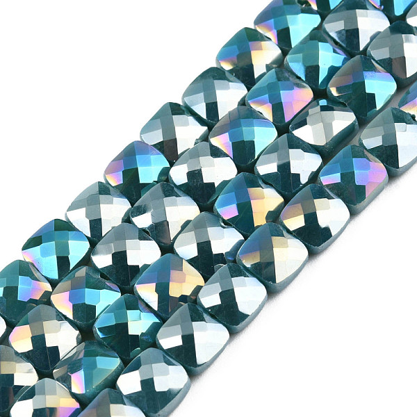 PandaHall Electroplate Opaque Solid Color Glass Beads Strands, AB Color Plated, Faceted, Square, Teal, 6.5x6.5x4.5mm, Hole: 1.2mm, about..., Cyan
PandaHall Electroplate Opaque Solid Color Glass Beads Strands, AB Color Plated, Faceted, Square, Teal, 6.5x6.5x4.5mm, Hole: 1.2mm, about..., Cyan