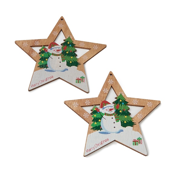 PandaHall Christmas Theme Natural Wood Big Pendants, Star with Snowman & Word Merry Christmas, Colorful, 101~106x105~107x3mm, Hole: 3mm Wood...
PandaHall Christmas Theme Natural Wood Big Pendants, Star with Snowman & Word Merry Christmas, Colorful, 101~106x105~107x3mm, Hole: 3mm Wood...