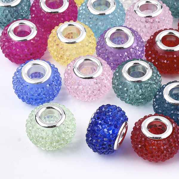 PandaHall Resin Rhinestone European Beads, Large Hole Beads, with Platinum Tone Brass Double Cores, Rondelle, Berry Beads, Mixed Color..., Multicolor
PandaHall Resin Rhinestone European Beads, Large Hole Beads, with Platinum Tone Brass Double Cores, Rondelle, Berry Beads, Mixed Color..., Multicolor