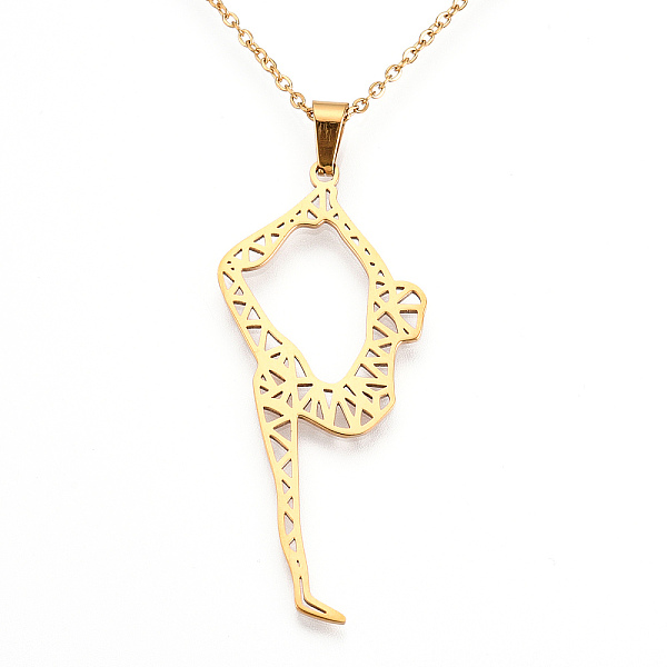 PandaHall 201 Stainless Steel Pendant Necklaces, with Cable Chains and Lobster Claw Clasps, Rhythmic Gymnast, Golden, 17.71 inch(45cm)...
PandaHall 201 Stainless Steel Pendant Necklaces, with Cable Chains and Lobster Claw Clasps, Rhythmic Gymnast, Golden, 17.71 inch(45cm)...