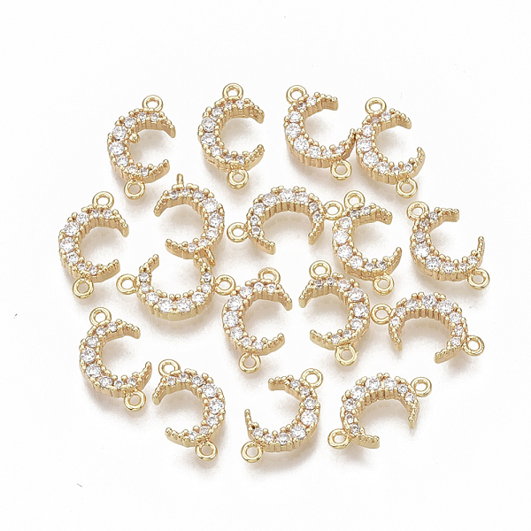PandaHall Brass Micro Pave Cubic Zirconia Links/Connectors, Nickel Free, Moon, Clear, Real 18K Gold Plated, 13~14x7x2.5mm, Hole: 1mm...
PandaHall Brass Micro Pave Cubic Zirconia Links/Connectors, Nickel Free, Moon, Clear, Real 18K Gold Plated, 13~14x7x2.5mm, Hole: 1mm...