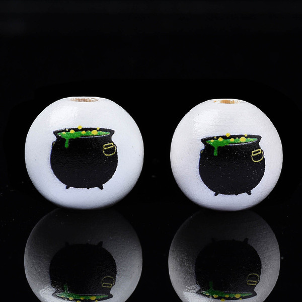 PandaHall Halloween Printed Natural Wood Beads, Round with Witch Cauldron Kettle, Black, 15.5x14.5mm, Hole: 4mm Wood Round Black
PandaHall Halloween Printed Natural Wood Beads, Round with Witch Cauldron Kettle, Black, 15.5x14.5mm, Hole: 4mm Wood Round Black